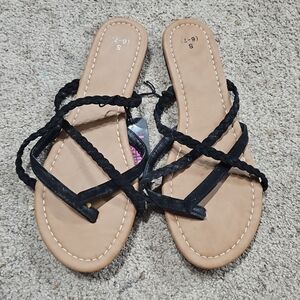 Elegant Black Braided Women's Sandals